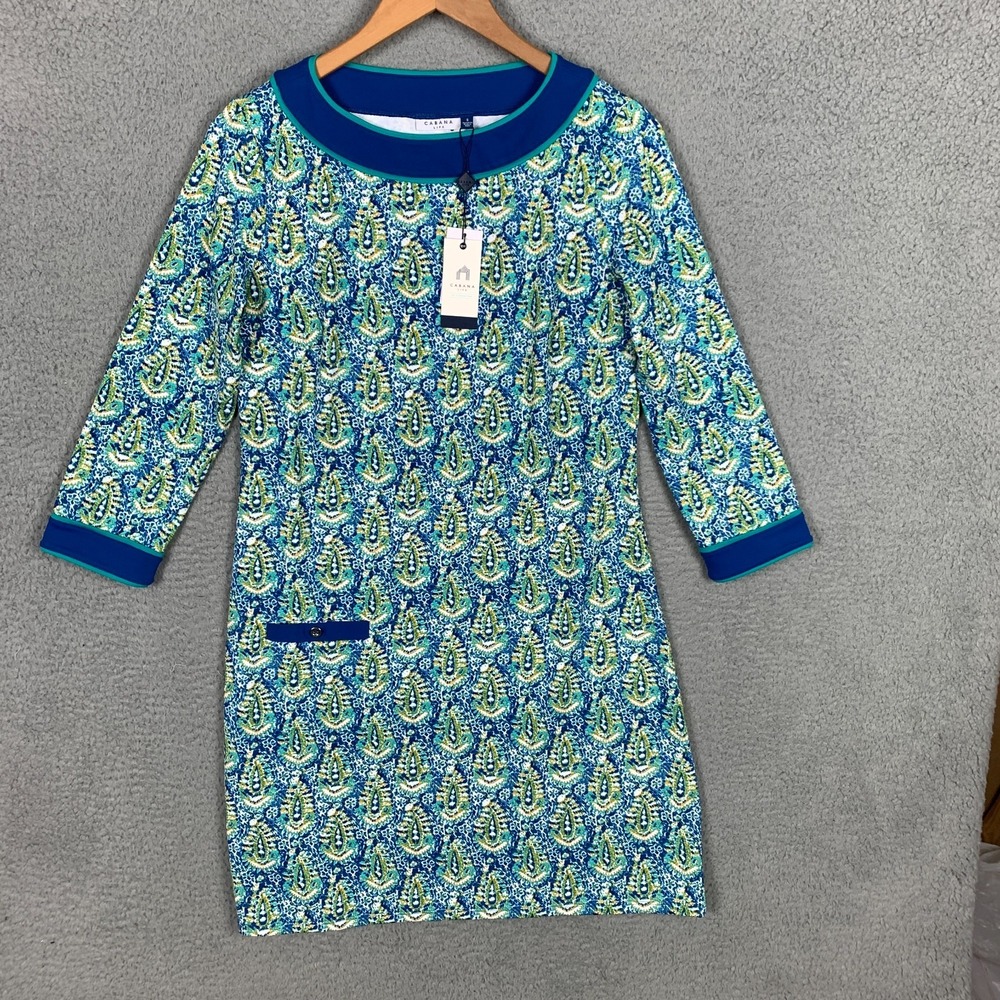 Cabana Life Palmetto Bluff Shift Dress Size Small Blue/Green Paisley UPF 50+ NWT - Picture 1 of 13